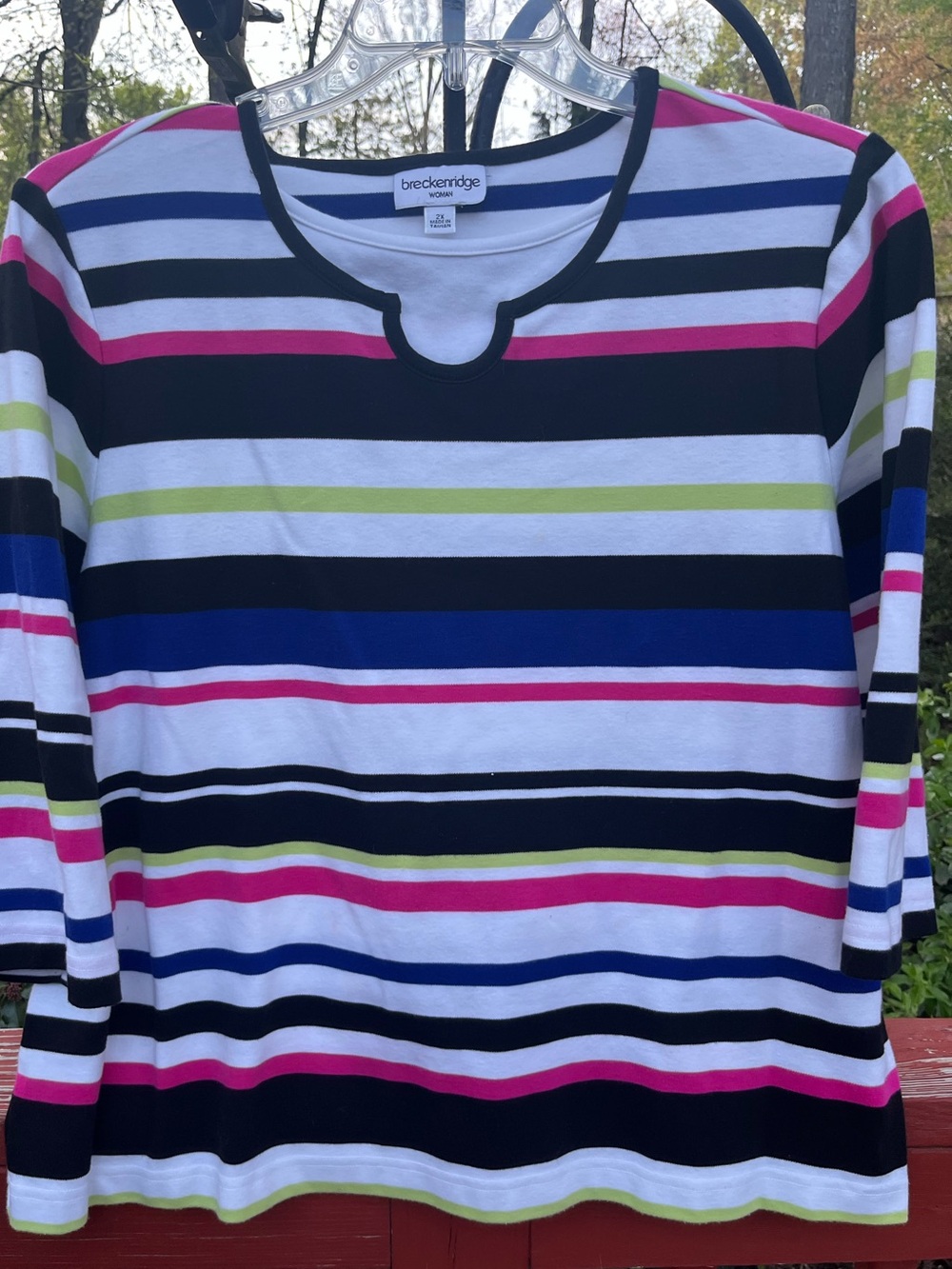 Breckenridge Women’s Plus Size 2X Colorful Striped Knit Top Preppy, Nautical